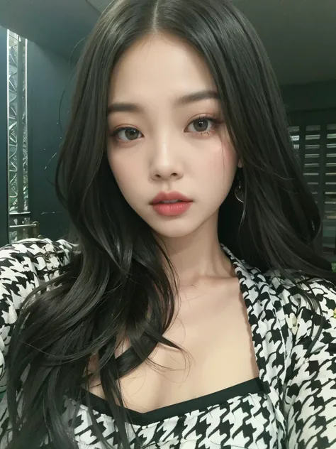 Un primer plano de una mujer con el pelo largo con un top blanco y negro, Blackpink Jennie, Jossi de Blackpink, Parque Roseanne de Blackpink, portrait of Jossi de Blackpink, Jaeyeon Nam, Heonhwa Choe, Jinyoung Shin, tzuyu de dos veces, ulzzang, Parque Ji-m...