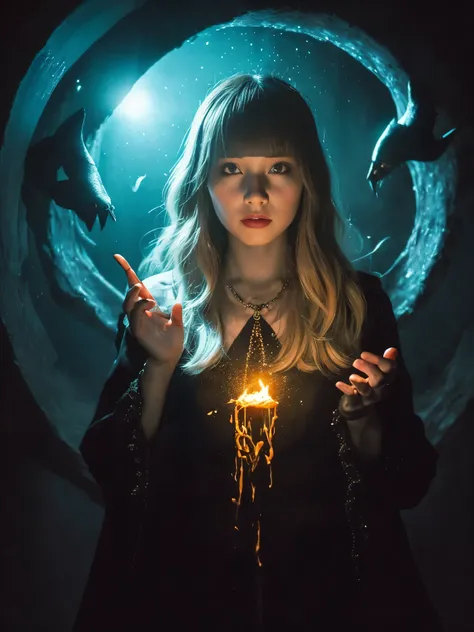 1girl in, (witchcore, witchcraft, pagan, Mystical, Nature, occult) , magician, spell magic, Magic Circle, ((magic in hand)),(masutepiece, Best Quality:1.4),(absurderes, hight resolution, ultra-detailliert:1.2),(using dark magic:1.4), imaginative overlays, ...