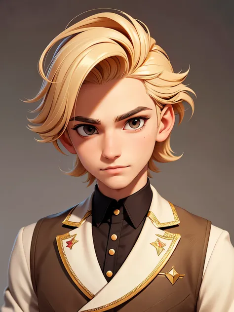 Nikolai has golden hair, shaved on one side and styled on the other, brown eyes and slightly crooked nose, he has a beautiful face, "outlined by the features of a fairy-tale prince". He is described as extremely charming and handsome.