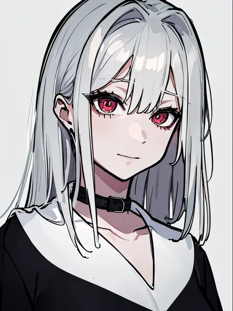 (Black and white background),Monochrome background,((Black and whiyle of painting)),(empty background),((Flat chest)),(Front Portrait), (Black and whature Women),((Microthorax)),(High cold),Hey, hey, smile,monochrome, blank stare, dead fish eyes, cool beau...