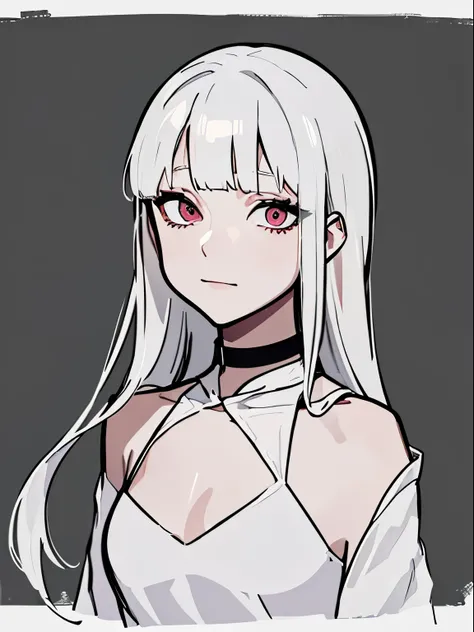 (Black and white background),((Black and white portrait)),(Black and white paintinonochrome background,((Black and whiyle of painting)),(empty background),((Flat chest)),(Front Portrait), (Black and whature Women),((Microthorax)),(High cold),Hey, hey, smil...