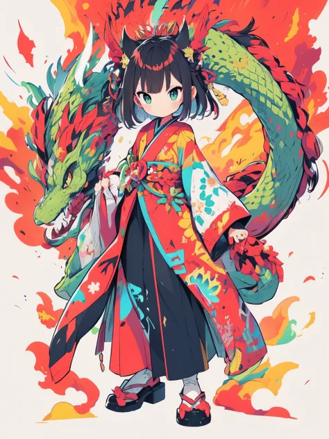 quality: High-resolution illustrations with vibrant colors and sharp outlines, complex patterns and、Features a combination of both fiery and cool tones. break angle: Dynamic arrangement of limbs and appendages suggesting movement、Full body portrait from sl...