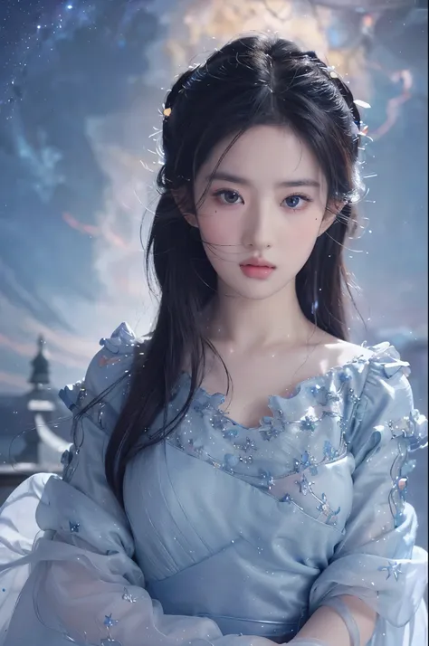 Detailed facial skin details Extremely detailed CG)),((8K_Wallpapers)),(((tmasterpiece))),((Best quality at best)),aquarelle_(middling),((beautiful detailed starry sky)),,looking at viewert,((Extremely detailed face)),((An extremely delicate and beautiful ...