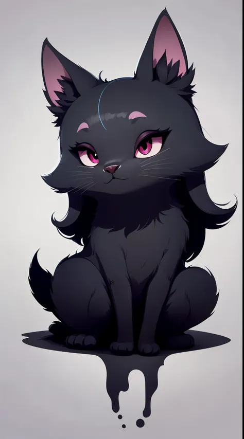 Create a vibrant dark fantasy cute animal in a clean-lined minimalistic cartoon style.