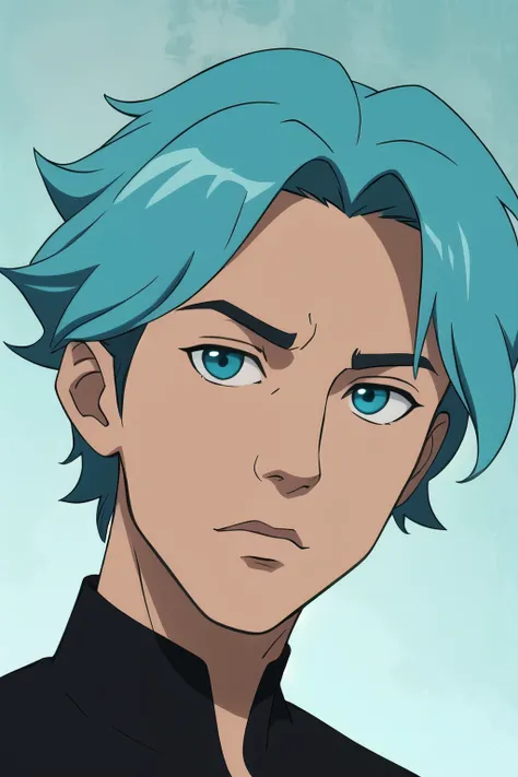 Parzival, aqua color hair, hero, anime style, stylish man, headshot