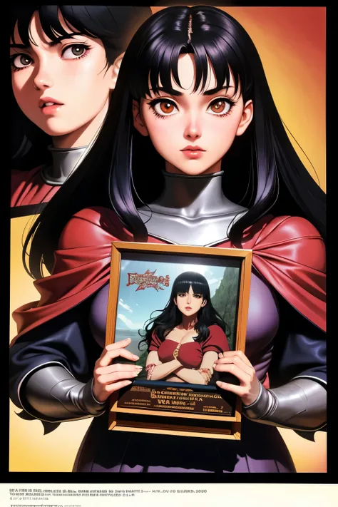 Berserk anime series 1997, Kentarou Miura, dark fantasy manga, 90s, VHS, 4K,women  beauty, dark hair, poster box,