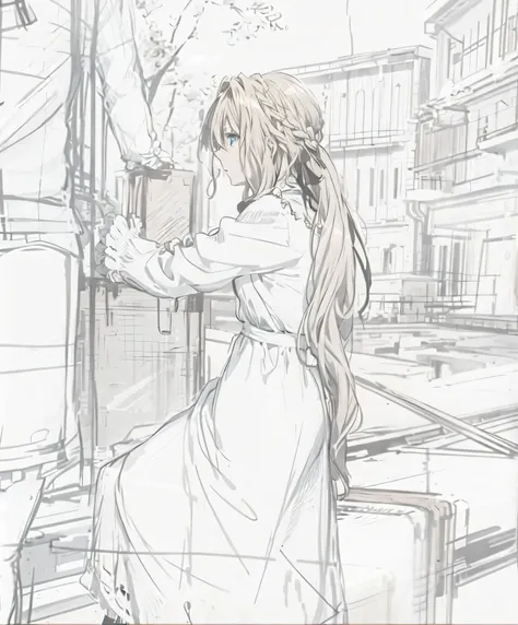 Violet Evergarden, long blonde hair, blue eyes,