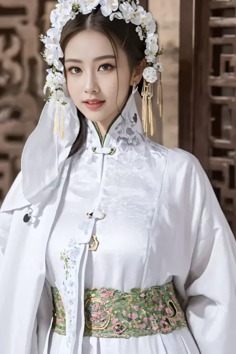 (Best quality at best,A high resolution),(actual),(sporty attire),(beautidful eyes,beautiful detailed lips,Extremely detailed face),(((White ancient Chinese costume))),(External,Lush greenery,flowers blooming),,(Stylish and fashionable clothes),(elongated)...