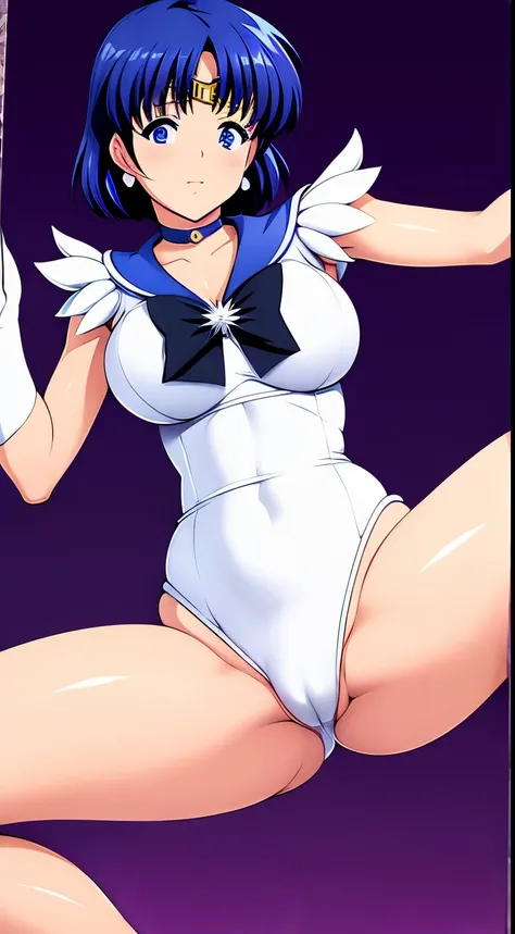 Sailor Mercury white leotard spread legs restraint tentacle front