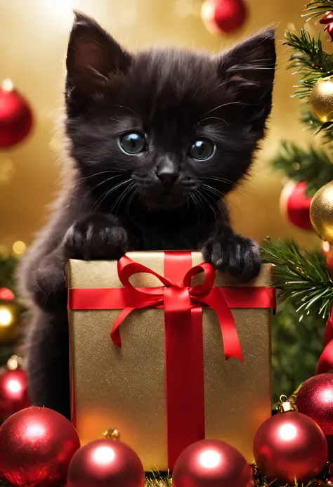 happy new year black kitten