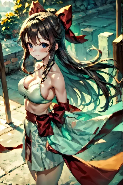 New Year、a beauty girl、kawaii、shrine maiden、large boob、Dressing、A smile