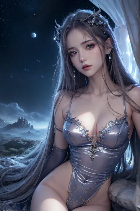 (( Ultra quality)), ((masterpiece)), (detailed), alluring succubus, ethereal beauty, perched on a cloud, (fantasy illustration:1.3), enchanting gaze, captivating pose, delicate wings, otherworldly charm, mystical sky, (Luis Royo:1.2), (Yoshitaka Amano:1.1)...