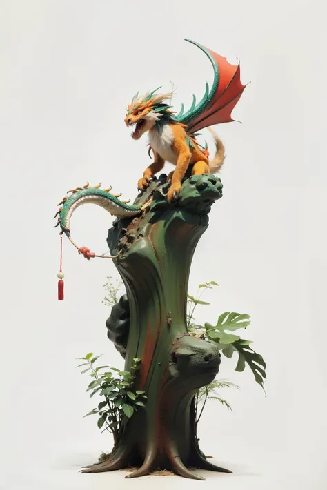 Cute Chinese dragon，The background is colorful