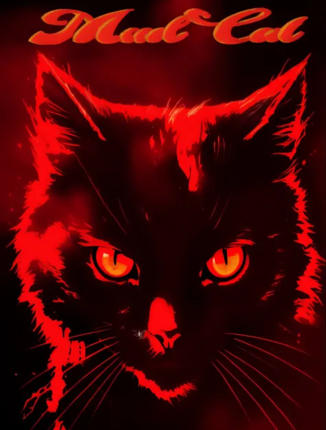 there is a black cat with red eyes and a red background, with red glowing eyes, with glowing red eyes, glowing red eyes, demon cat, fully red eyes, red glowing eyes, bright red eyes, red eyes, cat - like scarlet eyes, sharp red eyes, with red eyes, red eye...