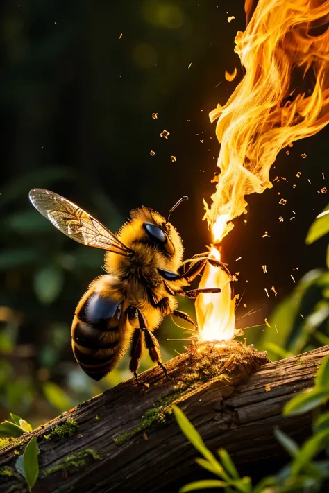 bee , forest, power, fire, light, health, life