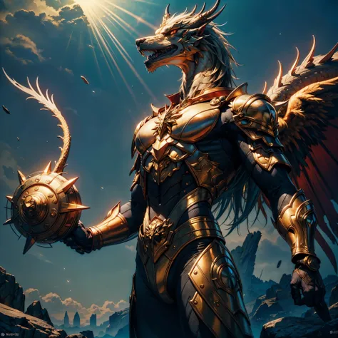 battlebeast2023 realism, Dragon ultra dark fantasy style, John Tolkien style, by Jean-Baptiste Monge, the dragon hugs the beholder with its tail, winter, Snow is falling, huge snow falling, a huge white dragon hugs a beholder, large white dragon with golde...