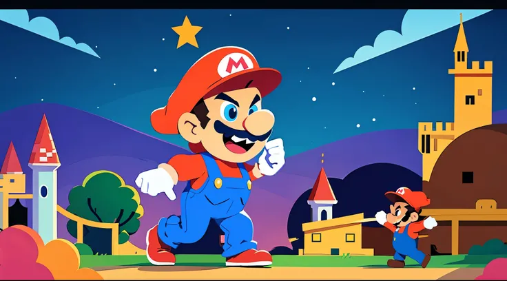 scary background, scary mario, better quality mario in the background