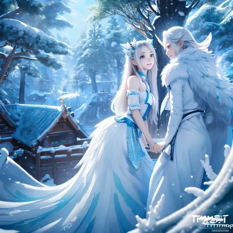 (((tmasterpiece))), Best quality at best, Super detailed CG unity 8K wallpaper, tree house.femele，Race is snow wolf，A pair of snow-white ears，A pair of light blue eyes，a light blue tail