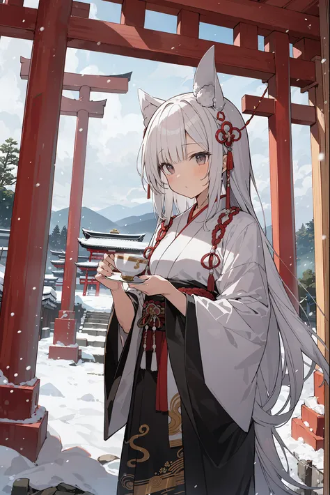 absurd, absolute resolution, incredibly absurd, super high quality, super detailed, official art, unity 8k wall, masterpiece
BREAK
Subject: First visit to a shrine
Subtitles: God of beauty, chibi, cute, Izumo-taisha shrine, Gods tea party

BREAK
"In this s...