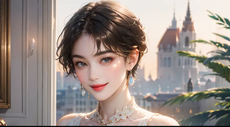 143
(a 20 yo woman), (A hyper-realistic), (high-level image quality), ((beautiful hairstyle 46)), ((short-hair:1.46)), (kindly smile), (breasted:1.1), (lipsticks)