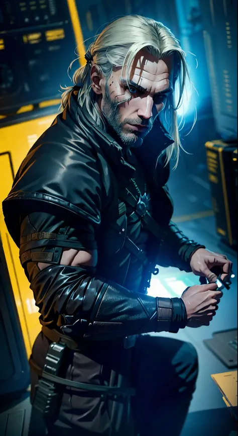 Geralt of rivia , cyberpunk edition,8k quality, ultra realistic,