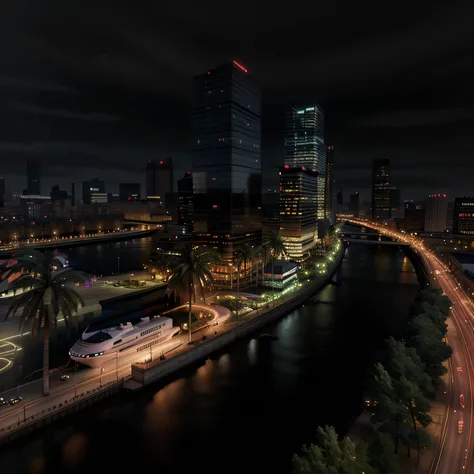 arqui9 rendering, night, realistic, masterpiece, 8k, high res, highly detailed, best quality,