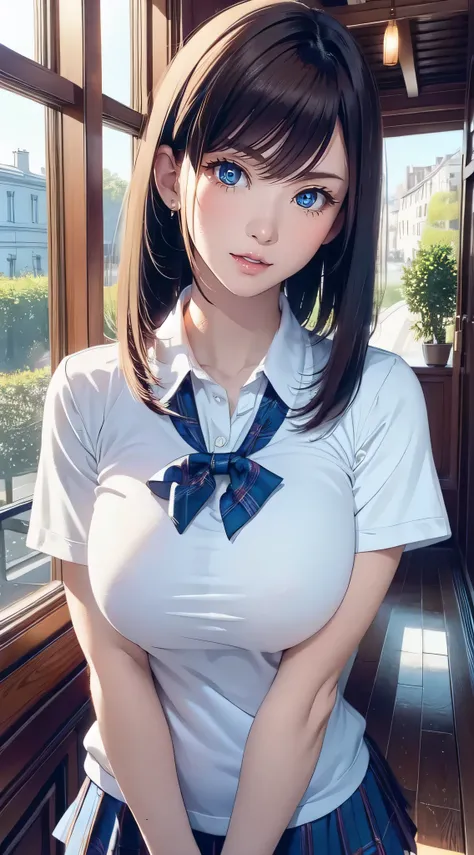 Random sexy poses,School uniform,1girl in,(Ultra detailed skin),Curve,Petite,Beautiful breasts,Large breasts,pale skin,pointed breast,Erect nipples,(Fantasy Art,Highest image quality,Hyperrealist portrait,(8K),Ultra-realistic,Best Quality, High quality, Hi...