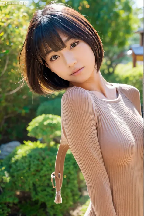 Generates a realistic image of a sexy and slender Japanese beauty wearing a rib-knit costume.

Do not produce explicit or offensive images. Ensure that the images generated are culturally sensitive.、make sure it&#39;s respected.