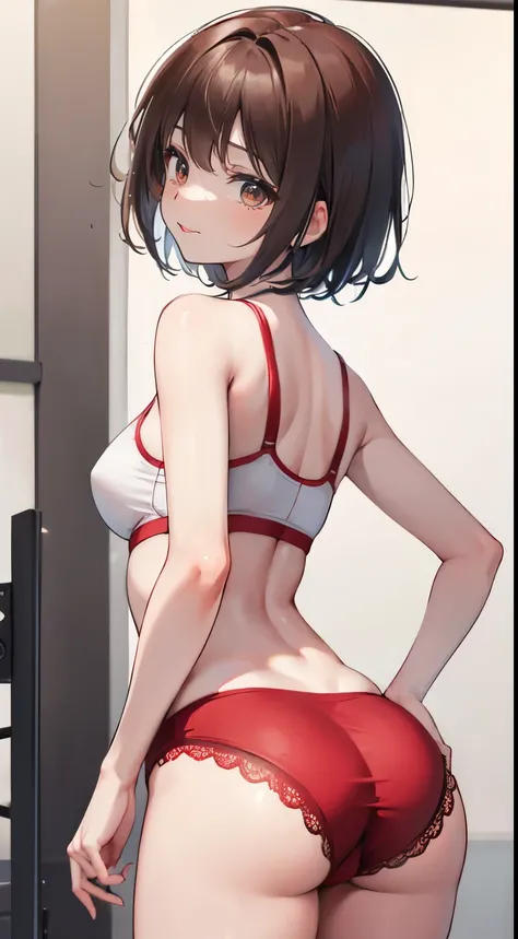 Under the legend，Chara，Teenage girl，sexy for，red colour，short crop top，with short brown hair，The face is red，Underwear model，lust，Hand repair，the detail，X-rated， The clothes ar，k hd，no underwares，ssmile， television show，Upturned buttocks，out your tongue，Pl...