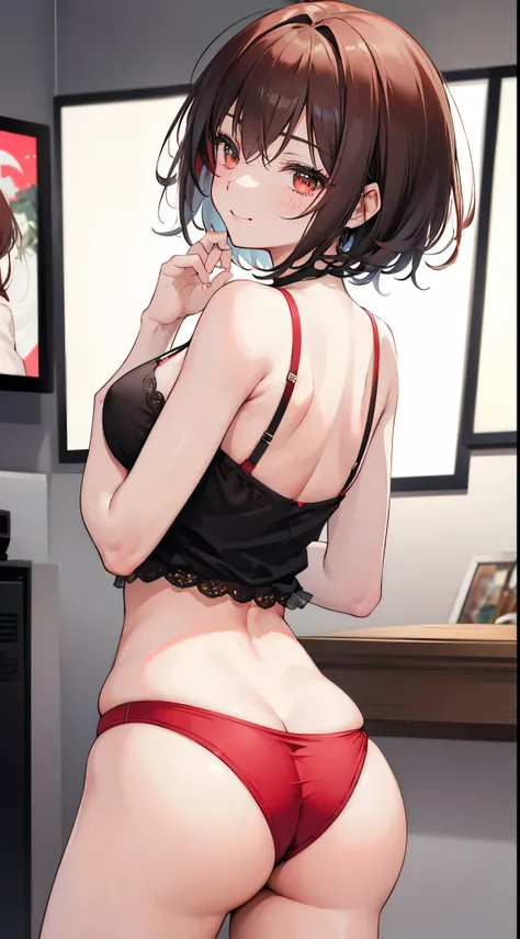 Under the legend，Chara，Teenage girl，sexy for，red colour，short crop top，with short brown hair，The face is red，Underwear model，lust，Hand repair，the detail，X-rated， The clothes ar，k hd，no underwares，ssmile， television show，Upturned buttocks，out your tongue，Pl...