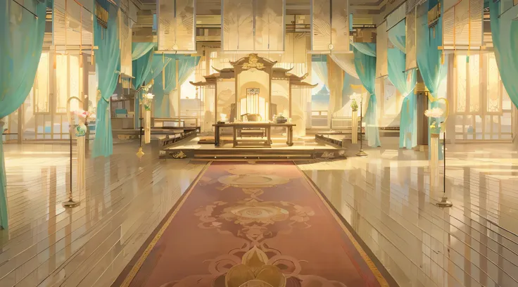 It turns out there is another room，red carpet，There is a golden throne, exquisitely designed throne room, Exquisite renderings of the Tang Dynasty, interior background art, ross tran. scenery background, throne room, decadent throne room, library of ruina ...