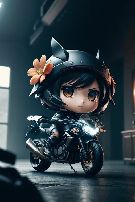 motorcycle,flower,character,Chibi,real,art, explosion,
yang13k, photography, beautiful,  colorful,realistic,
masterpieces, top quality, best quality, official art, beautiful and aesthetic, The image itself is masterfully rendered, easily conveying high qua...