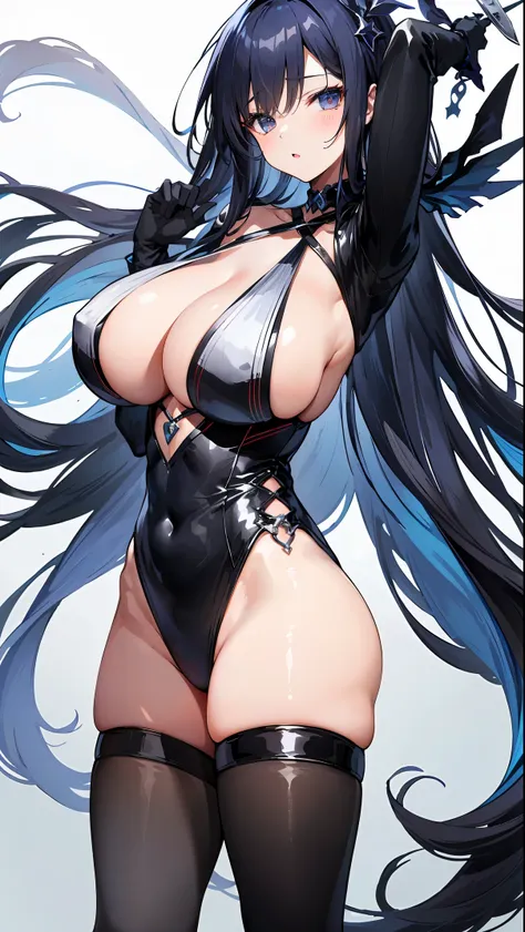 ((Mare))、((SSR rank character))、　anime girl with very big breasts and very long black hair, nime girl, by Shitao, best anime 4k、((Edo))、、((Tolerate))、(Tolerate者)、(knife)、((actionpose))