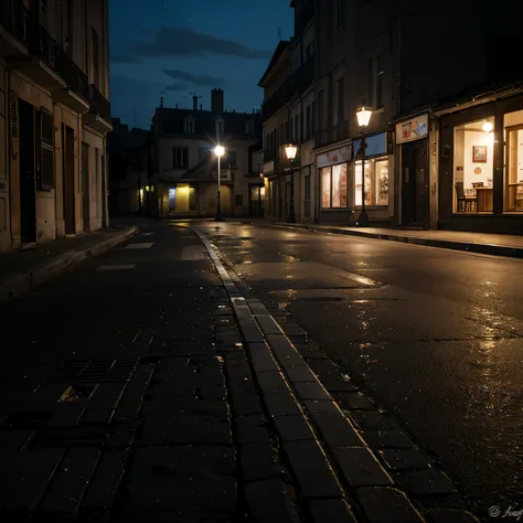 un petit ruette la nuit sans personnages et avec des traces du sang