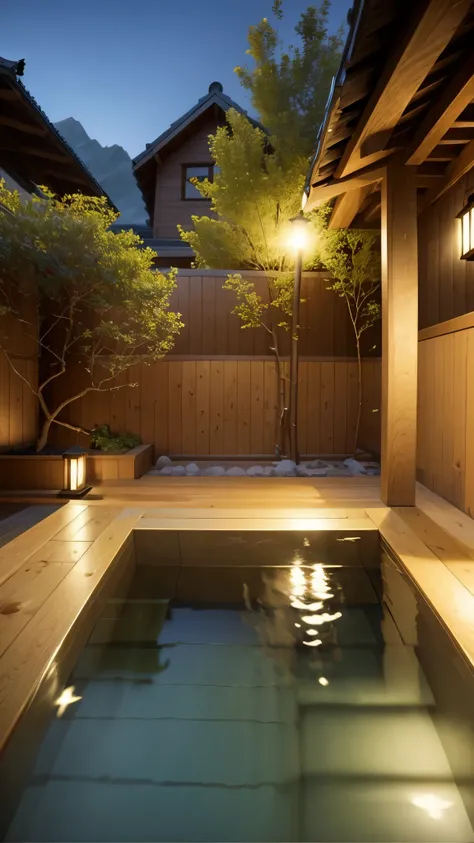 japanese hot springs、peaceful and calming proof at night、very spacious bathtub