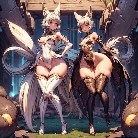 (Blade_nia), (small_female), (By Slugbox), (by cutesexyrobutts), ((tiny_breasts:1.5)), ((Massive_exceedingly_extremely_wide_hips)), [thick thighs:0.4], (white_tail), seductive, (long_legs), (Perfect_eyes), long_eyelashes, sexy, 1080p, (best quality), (mast...