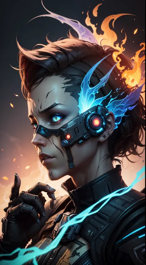 (((Borderlands 3))), (((closeup))), (((diffuse colors))), (((rgb))), (((ultra detailed illustration of a diffuse hallucinatory woman fire spirit creature))), (((complex 3d projections of ghostly translucent fabric ))), (((dynamic pose))), fire, concept art...