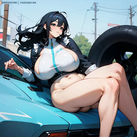 Anime Big tits, as big as car tires plump thighs black hair with a hint of white nude 