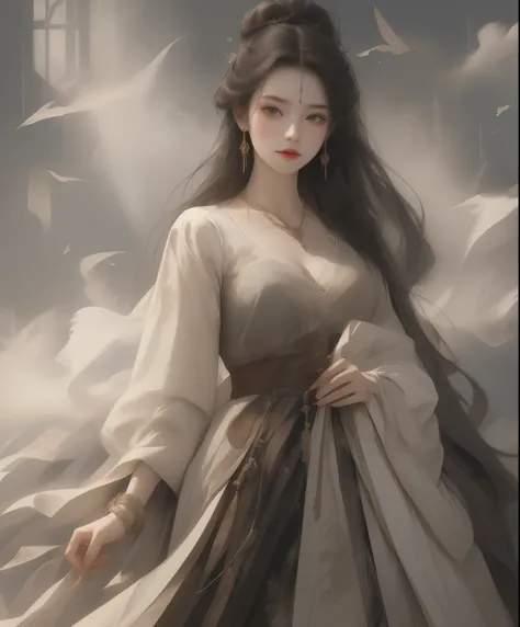 Best quality、masterpiece、A high resolution、(A girl holding a sword: 1.4)、full body, Flat slim figure、Porcelain turtleneck dress、Delicate hair accessorieine Necklace、detailed jewellery、pretty face、Physically、Tyndall effect、realisticlying、Shadow Studio、edge...