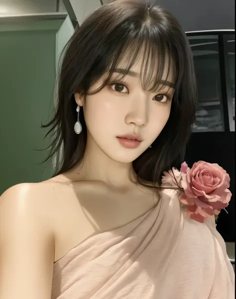 Mujer arafed con un vestido rosa y una flor en el pelo., sol yunjoo, jinyoung shin, Hwang se - es, Heonhwa Choe, Lee Ji Eun, lee ji - eun, Shin Min Jeong, aparcar desde-min, seson yoon, jaeyeon nam, hermosa mujer surcoreana, Hye Kyo song, Sangsoo Jeong