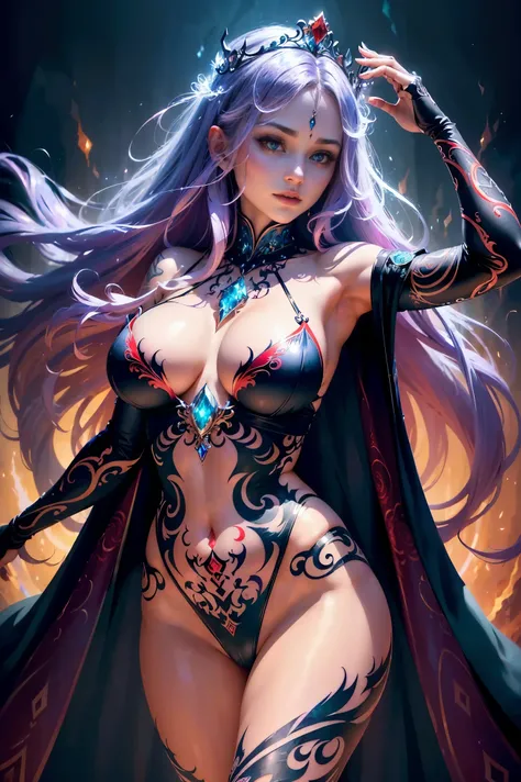 (best quality,4k,8k,highres,masterpiece:1.2),ultra-detailed,(realistic,photorealistic,photo-realistic:1.37), madness, magic, beautiful magic, (two girlire mage, ice mage, (ice and flame), (very beautiful fantasy background, fantasy clothes), portraits, viv...