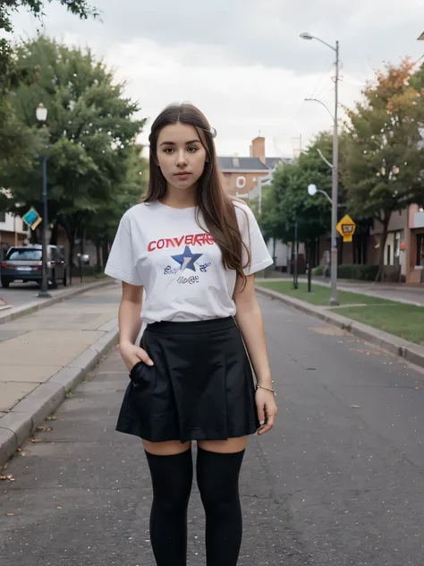 teen, thigh high socks, converse, skirt