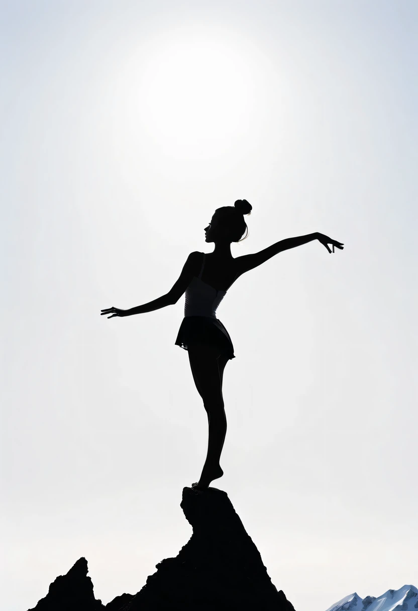 ballet silhouette，at the summit， Abstract，Lots of white space