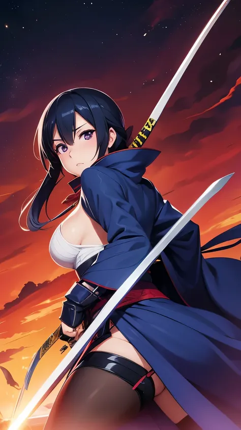 Asagi taimanin, anime, long katana, 8k high quality, action, fighting, lewdness 