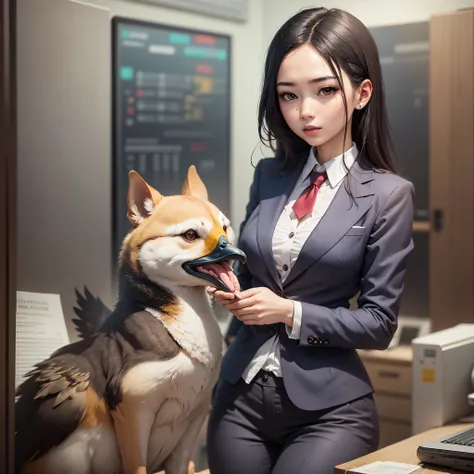 a professional duck with suit in office  --auto --s2