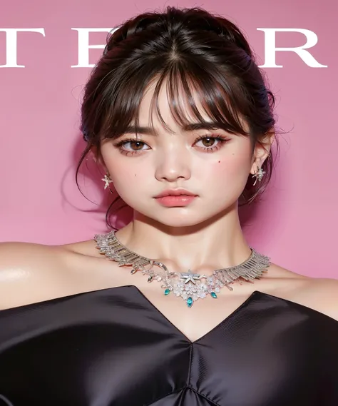 um close up de uma mulher usando um vestido preto e um colar, Lalisa Manobal, Lalisa Manoban do Blackpink, song hye - kyo, amor suzy, jennie blackpink, tiara esmeralda e colar, Retrato de Jossi do Blackpink, estacionar a partir de-min, tzuyu de duas vezes,...