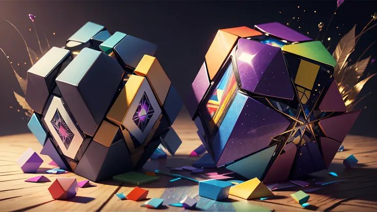 magic cube, rainbow, colorful, realistic, high quality, sharp focus, high details,