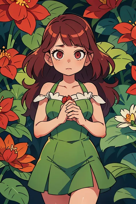 Girl surrounded by beautiful begonia flowers, Soft lighting, And a dreamy atmosphere. Best Quality, A masterpiece of high resolution:1.2, With ultra-detailed and realistic elements. The girl has charming detailed eyes, seductive lips, and long eyelashes. P...