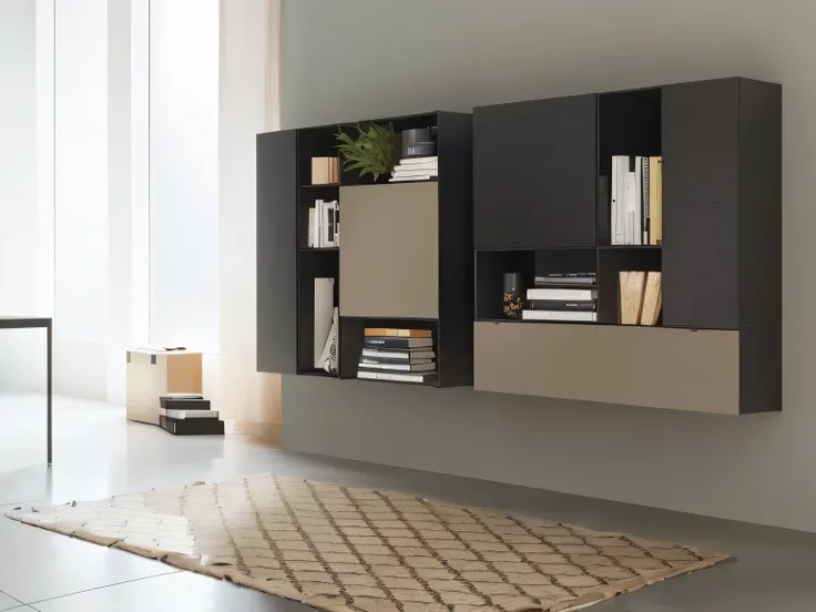 there is a large secondlack shelf with secondooks on it, units, exhibit&Minimalism, Headquarters&Quote;, food&Quote;,  unit, Award details》, Award details》, ocher, Such a design, Modular, secondright ”, minimally modern, second, dramatic&Quote;, dramatic&Q...