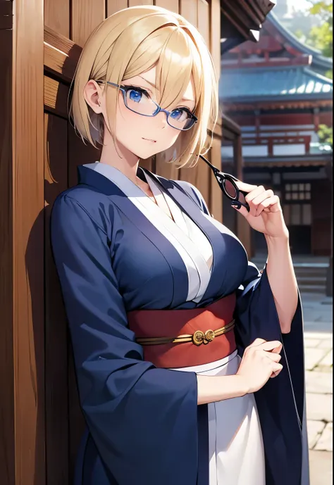 High resolution, 2D anime style,blue eyes beautiful eyes,high and beautiful nose,thin face,Blonde Shorthair,cool woman,beautiful clock,Chest is slightly larger,she looks very serious,biting one&#39;s lips, she was very angry, she narrows her eyes,she wears...